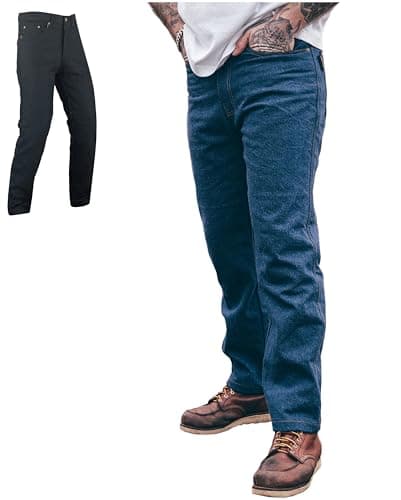 Image of Texpeed Motorcycle Trousers For Men - Motorbike Biker Jeans - Denim Pants Made With 280gsm Aramid And Protective CE Armour (EN 1621-1) - Straight/Taper Leg Fit Blue - 38W / 30L