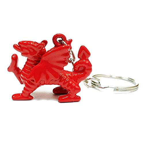 Image of Welsh Wales Red Dragon Metal Keyring Key Ring