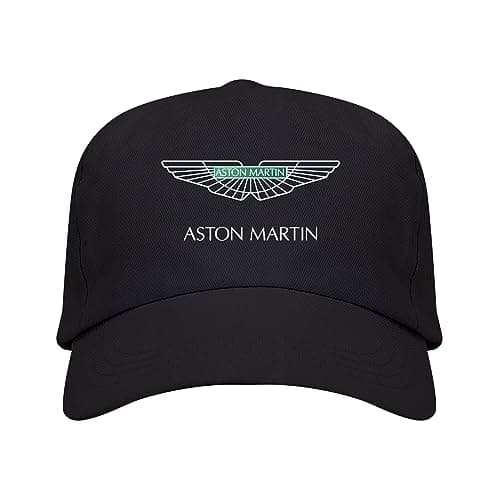 Image of Men's Black Cap with Aston Martin Logo, Black/White, One Size