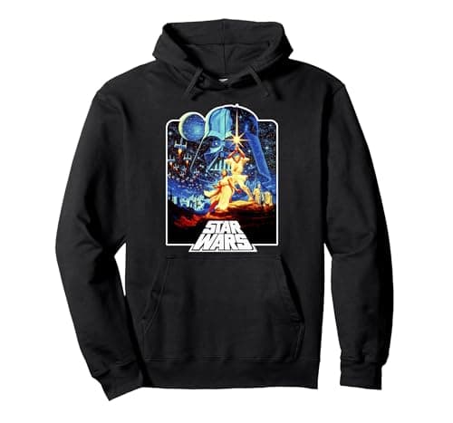Image of Star Wars Large Classic Movie Poster Pullover Hoodie, Adult Unisex, Black, X-Large