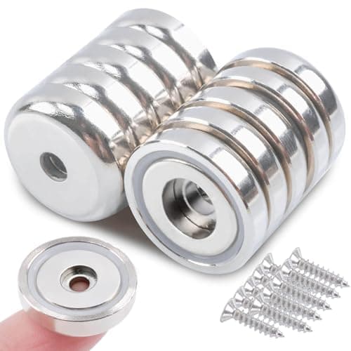 Image of MIN CI 10pcs Neodymium Magnets - 25mm, 55lbs Pull Force, Round Magnets with Hole & Steel Capsule