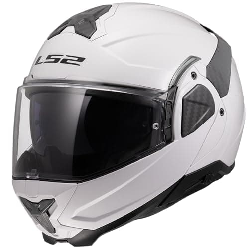 Image of LS2 Advant II FF910. Motorcycle Helmet. Modular Flip Front. KPA + Carbon Components. Pinlock and Carry Backpack Included. Gloss White. 3XL