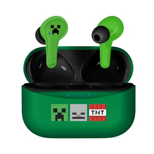 Image of OTL Technologies MC1227 Minecraft TWS Wireless Earphones with Charging Case - Green