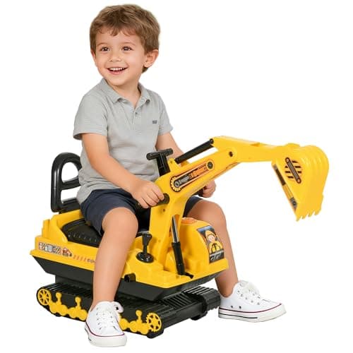 Image of HOMCOM Ride On Tractor, Toddler Ride On Digger Toy with Adjustable Arm & Manual Shovel, Pretend Play Construction Truck for Boys Girls 18-48 Months