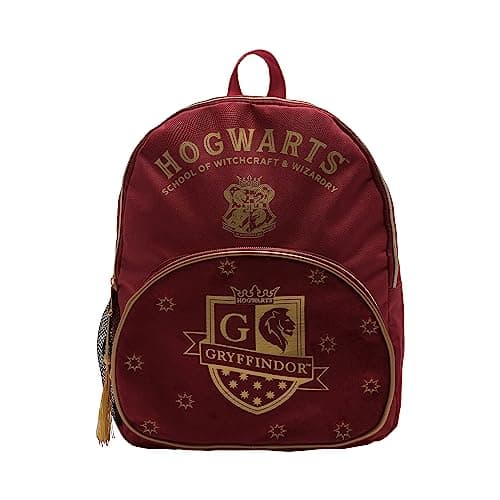 Image of Harry Potter Gryffindor Backpack for Kids | Official Warner Bros Hogwarts School Bag | Wizard Backpack with Tassel Zip & House Crest | Gryffindor Alumni Book Bag for School & Travel