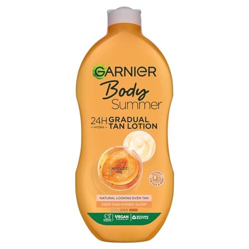 Image of Garnier Summer Body Gradual Tan Moisturiser Deep, For A Radiant Sun Kissed Glow, Suitable For Face & Body, 24 Hour Hydration & A Natural Even Tan, Fast Absorption, Vegan Formula, 400ml