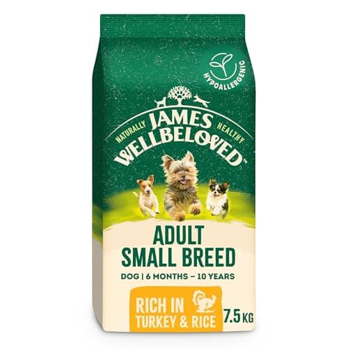 Image of James Wellbeloved Hypoallergenic Dry Dog Food for Adult Small Breed Turkey & Rice 7.5 kg