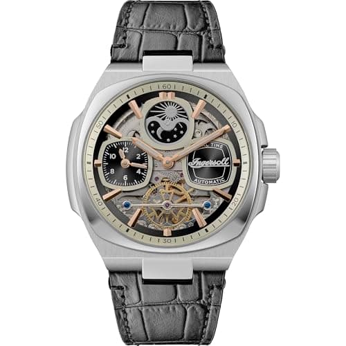 Image of Ingersoll The Spirit Mens 46.7mm Automatic Watch with Black Dial and Black Leather Strap I15801