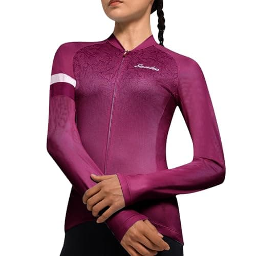 Image of Santic Womens Cycling Jersey Long Sleeve Tops Biking Jersey Bicycle Bike Shirt Breathable Pink EU XL
