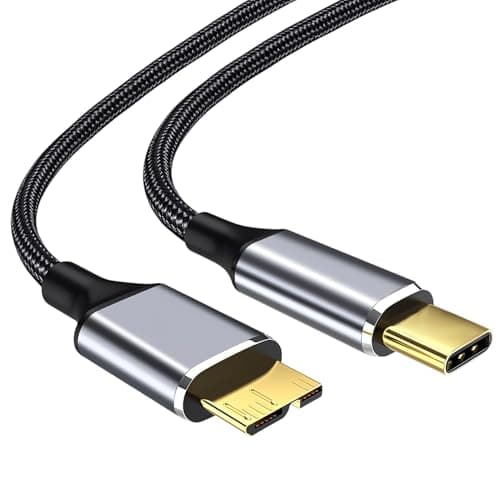Image of Hard Drive Cable 0.5M USB 3.0 C to Micro B Cable 10Gbps Micro B to USB C Lead Nylon Braided Portable External Hard Drive Cord for My Passport Maxtor Seagate Expansion Galaxy S5 M3 Note 3 WD Toshiba