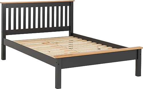 Image of Seconique Monaco 4'6" Double Low End Bed in Grey/Oak Effect