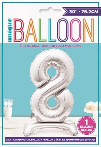 Image of Majestic Silver 8 - Shaped Foil Balloon (76cm) - Elegant & Standalone Party Decor- Perfect for Milestone Celebrations - 1 Pc