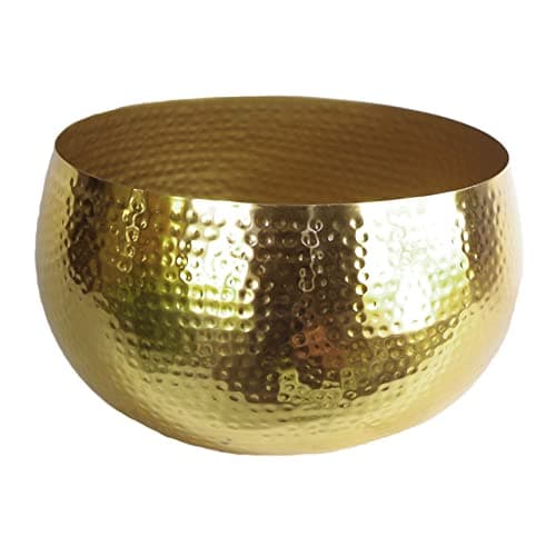Image of Leaf LEAF-7305 Large Metal Planter Hammered - Straight Edge, Gold Colour, 32 x 20 cm