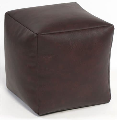 Image of Beautiful Beanbags - Stylish Faux Leather Cube Footstool - Pouffe, Brown