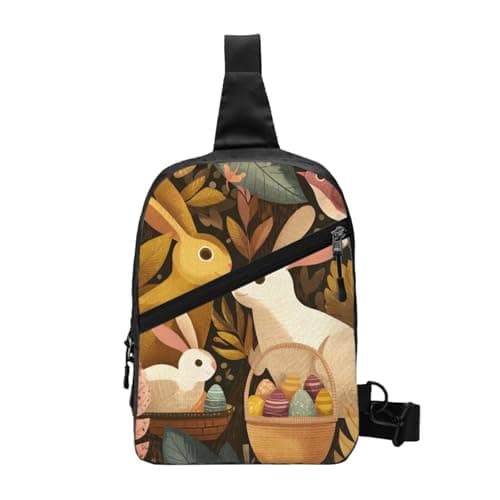 Image of Easter Basket Bunny Foldable Sling Bag for Men Women Water Resistant Chest Bag Rabbit Eggs Fanny Pack Crossbody Backpack for Travel Hiking Sports