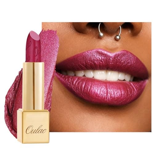 Image of OULAC Glow Metallic Shine Pink Lipstick, Rose High Impact Lipcolor, Lightweight Soft and Ultra Hydrating, Long Lasting, Vegan & Cruelty-Free, Full Coverage Lip Color 4.3 g/0.15 GM15 She's A Lover