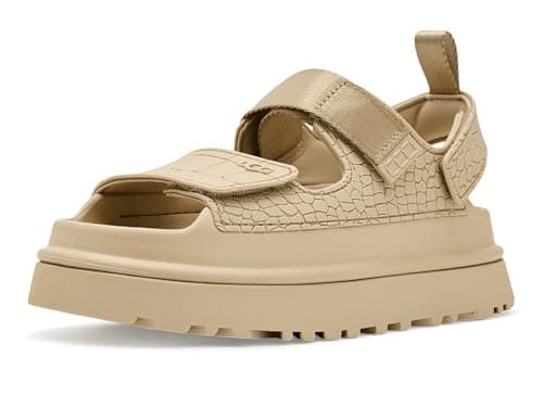 Image of UGG Women's Goldenglow Embossed Sandal, Mustard Seed, 7