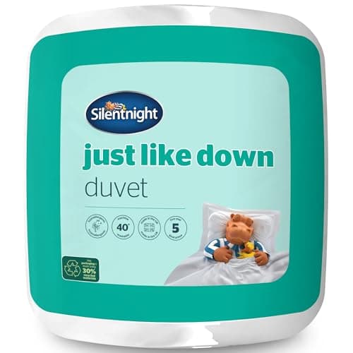 Image of Silentnight Just Like Down 10.5 Tog Double Duvet - Luxury All Year Round Duvet Quilt with Soft Silky Down Like Fibres - Machine Washable and Hypoallergenic - Double