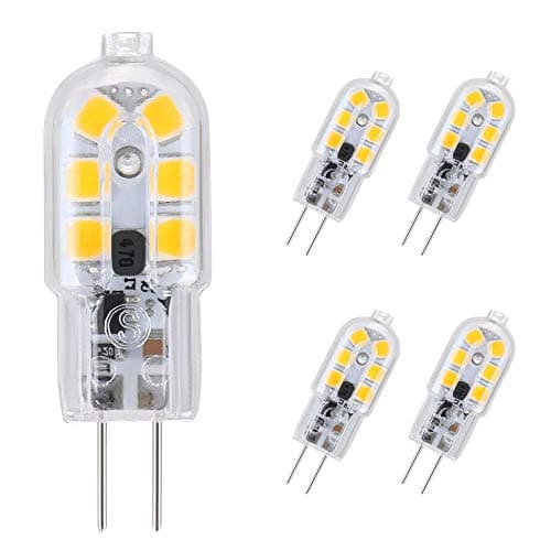 Image of Vicloon G4 LED Light Bulbs, Warm White 2W 12V AC DC 3000K, No Flicker, 360° Beam Angle, 2W Equivalent 15W G4 Halogen Lamps with Frosted Cover - 5 Pack (Transparent-5pcs)