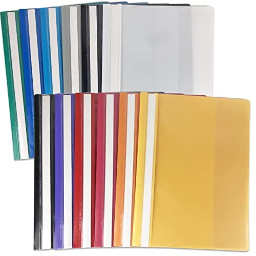 Image of FOSHISY 12 Pack A4 Project Folders, Plastic Presentation Document Files Folders, Report Organiser Holder with Transparent Cover & 2 Prongs