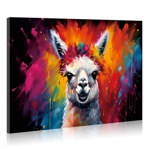 Image of JBER Canvas Painting Wall Art Poster, home decor, suitable for bathroom decor, space personalized decoration,60cm x 40cm (Alpaca)