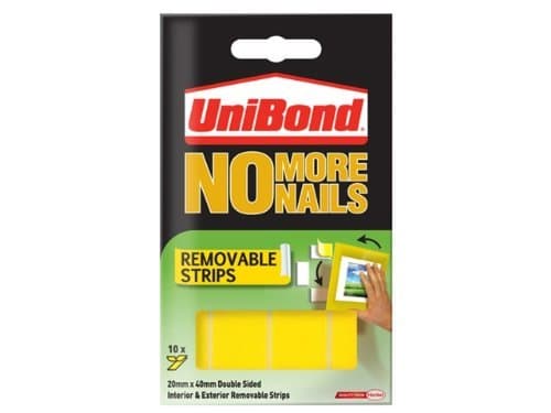 Image of Unibond No More Nails Strip Ultra-strong Removable Translucent - Pack of 20