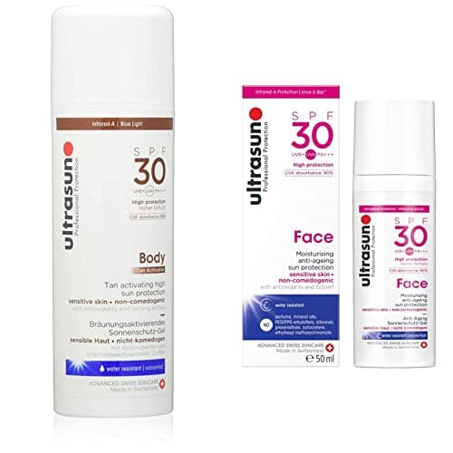 Image of ultrasun SPF30 Tan Activator Body 150ml & Face Anti-Ageing Sun Protection SPF30, 50 ml