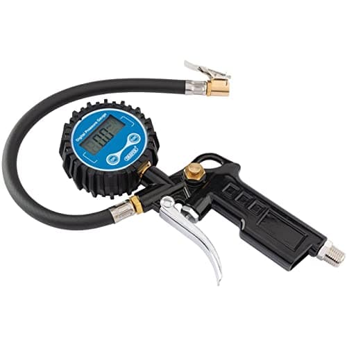 Image of Draper 20bar Pistol-Grip Digital Tyre Inflator | 1/4 Inch BSP Male Adaptor | 65 mm Gauge | Clip-On Connector |300psi Air Tool | 91313