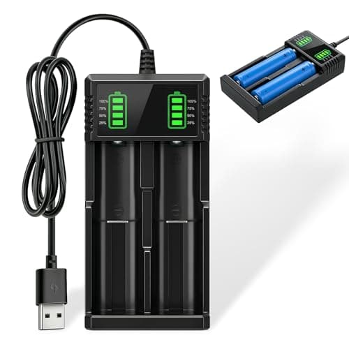 Image of 18650 Battery Charger, Universal Intelligent USB Battery Charger Suitable for 3.7V Li-ion Rechargeable Battery (21700, 26700, 16340, 16650, 18350, 18500, 26650)