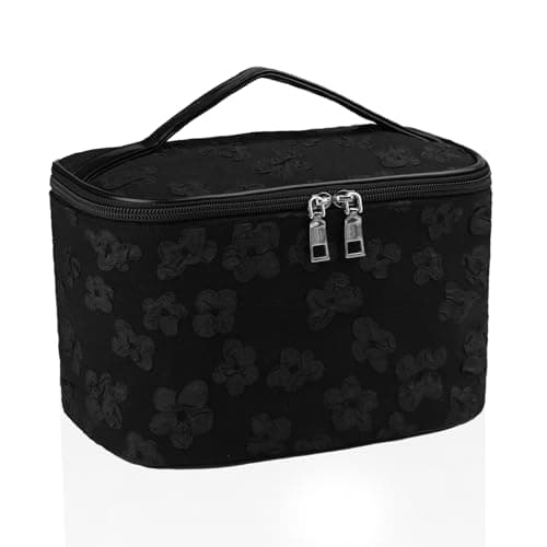 Image of Large Cosmetic Bag Toiletry Bag Large Capacity Makeup Bags Waterproof Multifunction Cosmetic Bag Make Up Organizer Storage Gift for Girls Women (Black)