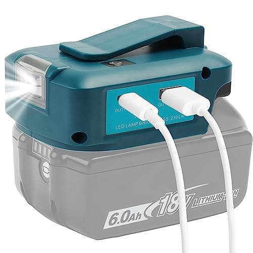 Image of QUPERR - Adp05 Power Source Battery Adapter work light Converter for Makita 14.4v & 18v Battery with a pair of USB Phone Charger interface, with DC Port Cordless Flashlight(Adapter Only)