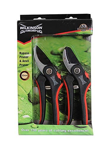 Image of Wilkinson Sword 1111174W Bypass Pruner & Anvil Pruner Secateurs Twin Pack