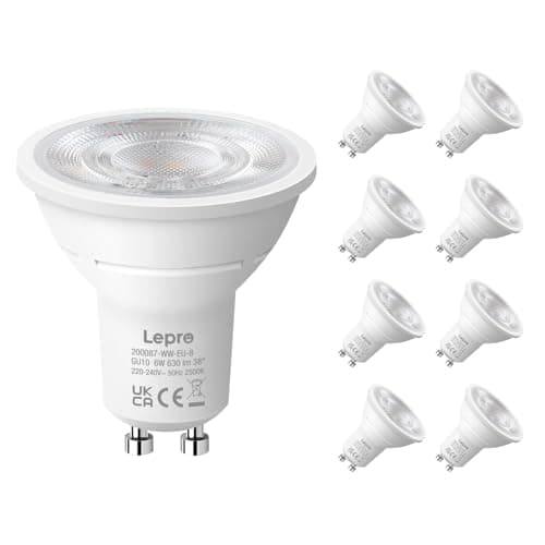Image of Lepro GU10 LED Bulbs, Warm White 2700K, 630LM, 6W (80W Equivalent), 38° Beam Angle, Energy Saving Spotlight Bulbs, Non-Dimmable, 8 Packs