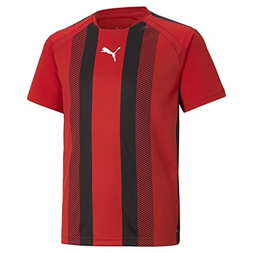Image of PUMA Unisex Kids Teamliga Striped Jersey Jr Shirt, Puma Red-puma Black-puma White, 5-6 Years UK