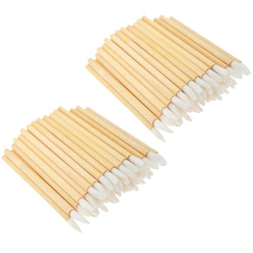 Image of ZHIYE Lip Brushes, 100Pcs Lip Brushes with Wooden Handle Make Up Brush Lipstick Lip Gloss Wands Applicator Tool Makeup Beauty Tool Kits
