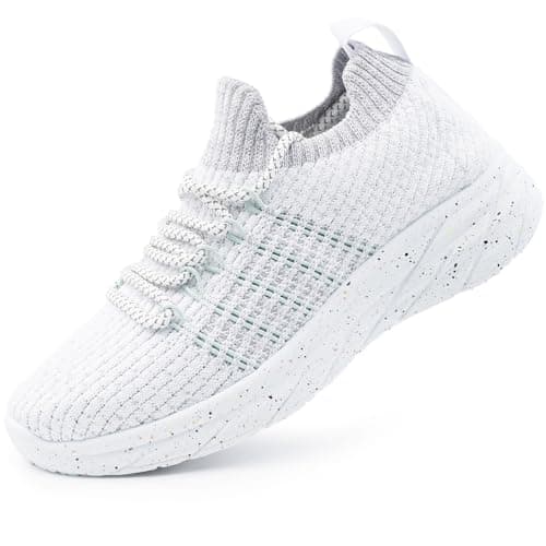 Image of Harvest Land Womens Slip On Trainers Lightweight Walking Shoes for Ladies Comfortable Gym Sneakers for Women White Size UK5