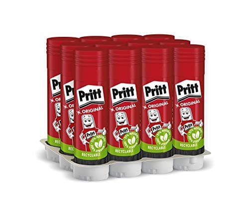 Image of Pritt PS22 22 gm Solid Washable Non Toxic Stick Glue, Red, pack of 12
