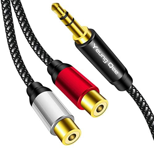 Image of Yeung Qee 3.5mm to 2RCA Female Cable 1m, 3.5mm Male to 2 RCA Female Jack Stereo Audio Cable Y Adapter for iPod, Tablets, MP3,HiFi Stereo System, Speaker (1M)
