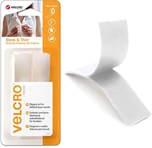 Image of VELCRO Brand | All-Purpose Straps | Strong Sticky Hook & Loop Self Adhesive Fastener Perfect for Crafting, Clothing Repairs & Hemming | White | 19mm x 60cm