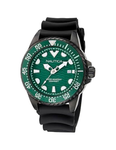 Image of Nautica NCT Sea Dive Silicone Watch, Black