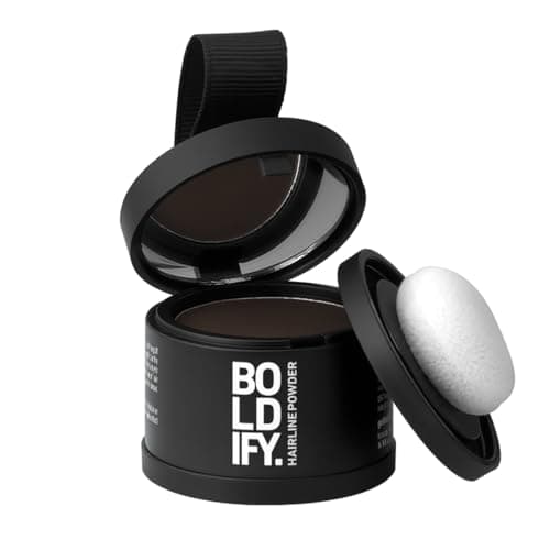 Image of BOLDIFY Hairline Powder - Root Touch Up Hair Color for Gray Coverage - Bald Spot Concealing Hair Powder for Women and Men - 24-Hour Stain-Proof - Dark Brown