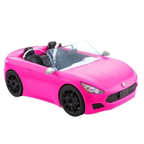 Image of Barbie Convertible 2-Seater Vehicle, Pink Car with Rolling Wheels & Realistic Details, Gift for 3 to 7 Year Olds, HBT92