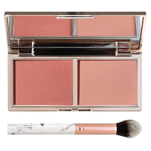 Image of Soft Blush Makeup Powder Palette with Mirror & Brush, Matte & Shimmer Formula for Natural-Looking, Weightless & Long-Lasting Cheek Tint
