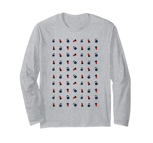 Image of Pattern Tardis Dalek Intergalactic TimeTravel Fan Long Sleeve T-Shirt, Adult Unisex, Heather Grey, Small