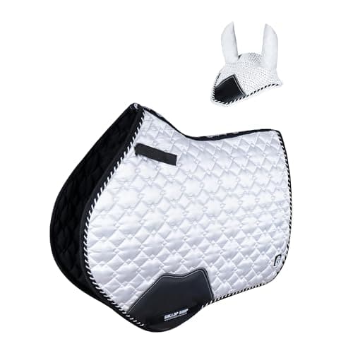 Image of Close Contact Diamond Cut / Horse Pad / Horse Saddle Pad (Aqua, Cob/Pony) (White, Full)