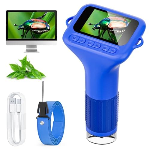 Image of SKYBASIC Digital Microscope for Kids 1000X Portable Mini Microscopes: 2.0 Inch HD Screen Handheld Microscope - Edu Science STEM Toy Gift for Birthday Christmas Aged 5-12 Boys & Girls - Blue