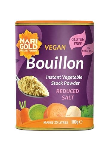 Image of Marigold Reduced Salt Vegetable Bouillon Powder, 500g – Instant Vegan Stock Powder, 37% Less Salt, Natural Ingredients, Gluten-Free – Perfect for Soups, Stews & Sauces.