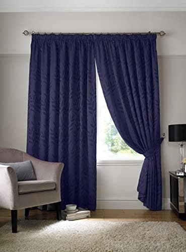 Image of Alan Symonds TIVOLI 46" X 90" NAVY LINED TAPE TOP CURTAINS - PAIR