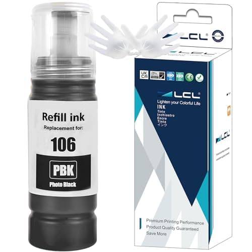 Image of LCL 106 Photo Black High Capacity Ink Bottle Replacement for Epson EcoTank 106 Ink Cartridge Bottle Compatible with Epson EcoTank L7160 L7180 ET-7700 ET-7750 Printers (1 Pack)