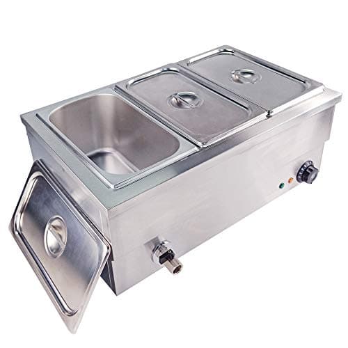 Image of Commercial Bain Marie Food Warmer Stainless Steel Steam Table Temperature Control for Catering and Restaurant 1.5KW 1/3 GN 3 Pan